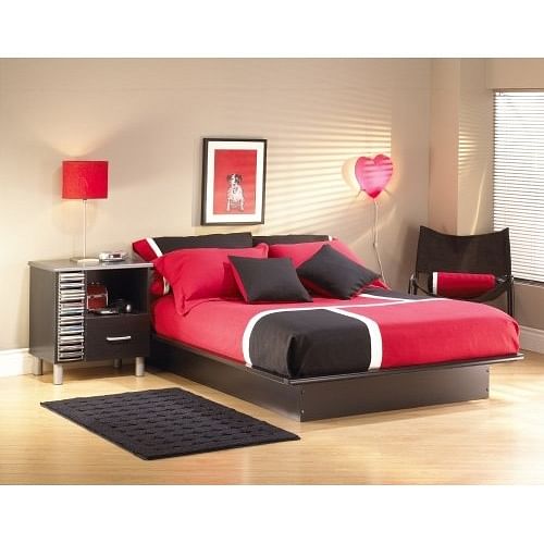 Full Size Modern Platform Bed Frame in Black Finish - Free Shipping