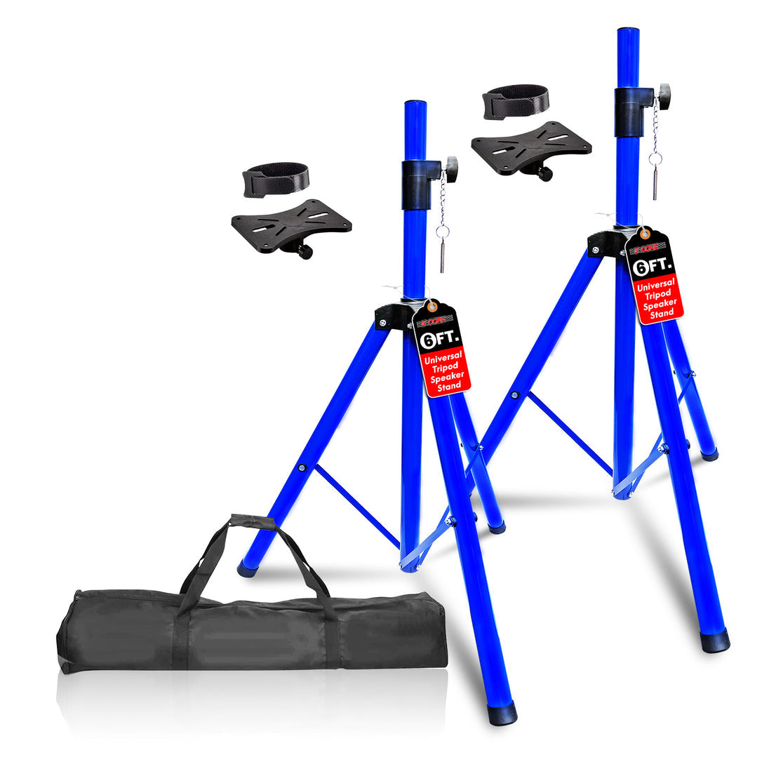 5Core Adjustable Speaker Stand – 72-Inch Tall Tripod DJ Pole Mount for Studio Monitors (Blue)