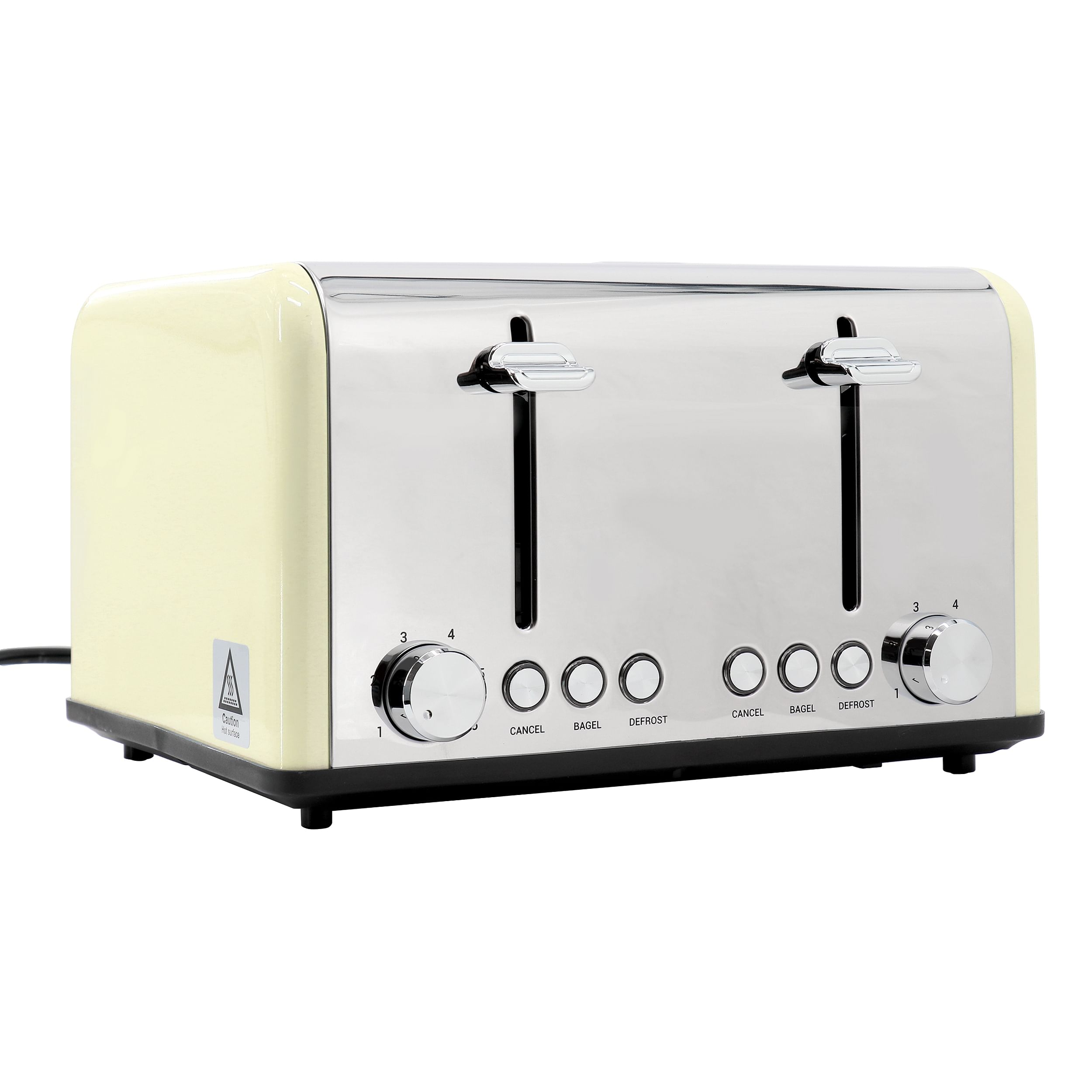Redmond 4-Slice Extra Wide Slot 1650W Stainless Steel Toaster in Cream - Free Shipping
