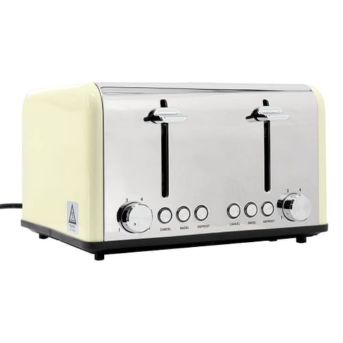 Redmond 4-Slice Extra Wide Slot 1650W Stainless Steel Toaster in Cream - Free Shipping