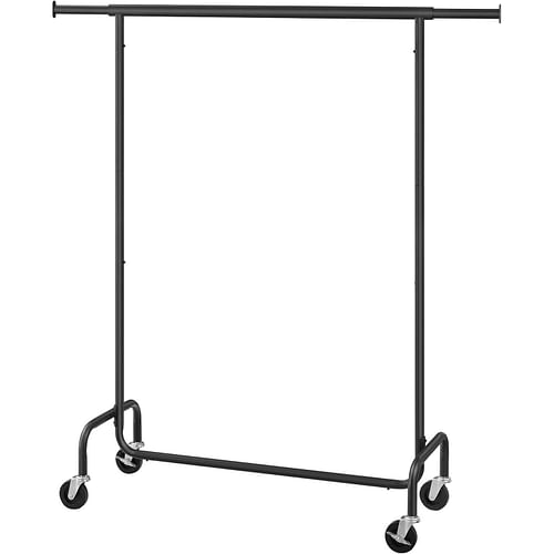 Matte Black Heavy Duty Metal Garment Rack Clothes Hanging Bar on Wheels - Free Shipping