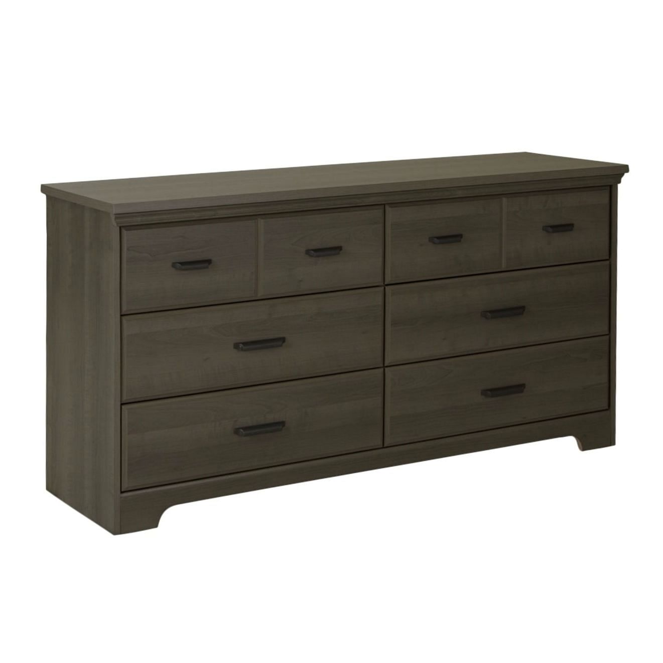 Bedroom 6-Drawer Double Dresser Wardrobe Cabinet in Grey Maple Finish - Free Shipping