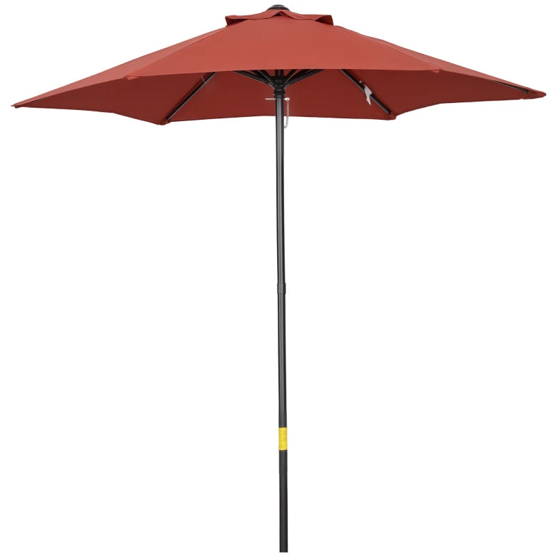 6.6FT Patio Umbrella, Outdoor Parasol with 6 Solid Ribs, Wine Red