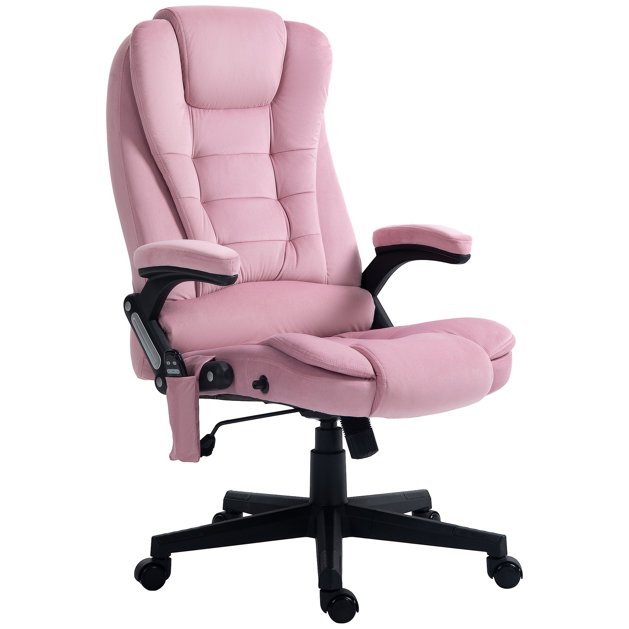 Vinsetto 6 Point Vibrating Massage Office Chair High Back Executive Chair with Reclining Back, Swivel Wheels, Pink