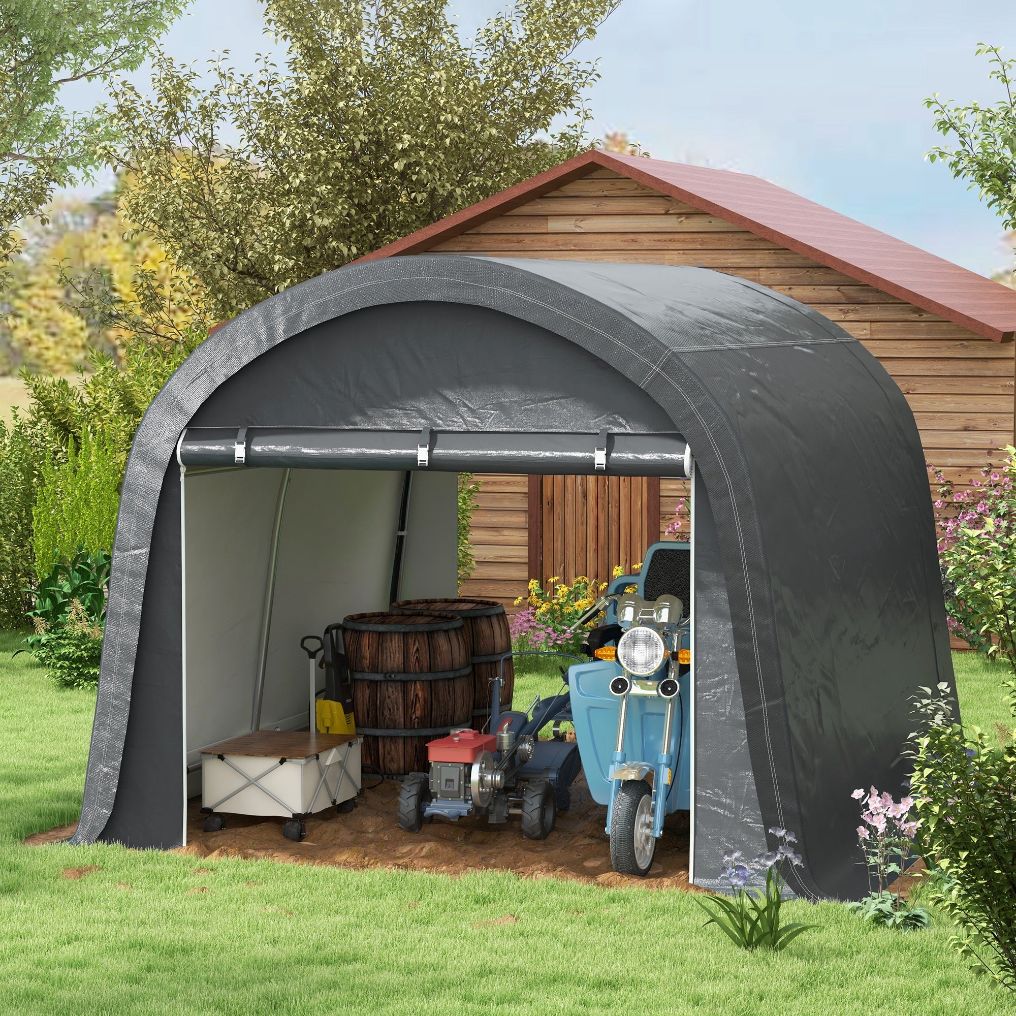 Outsunny 10'x10' Outdoor Storage Tent Heavy Duty Waterproof Portable Shed for Bikes Motorcycles Garden Tools