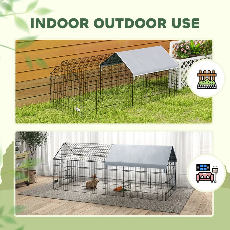 73" Small Animal Cage with Roof, Indoor/Outdoor Use, for Chicken, Rabbits, Chinchillas, Silver