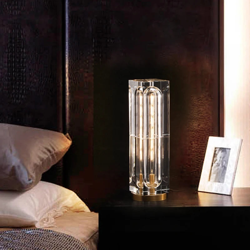 SANDYHA Nordic Luxury Crystal Desk Lamp – Modern Living and Dining Room Art Lighting, Bedroom Bedside Reading, Copper Table Fixtures