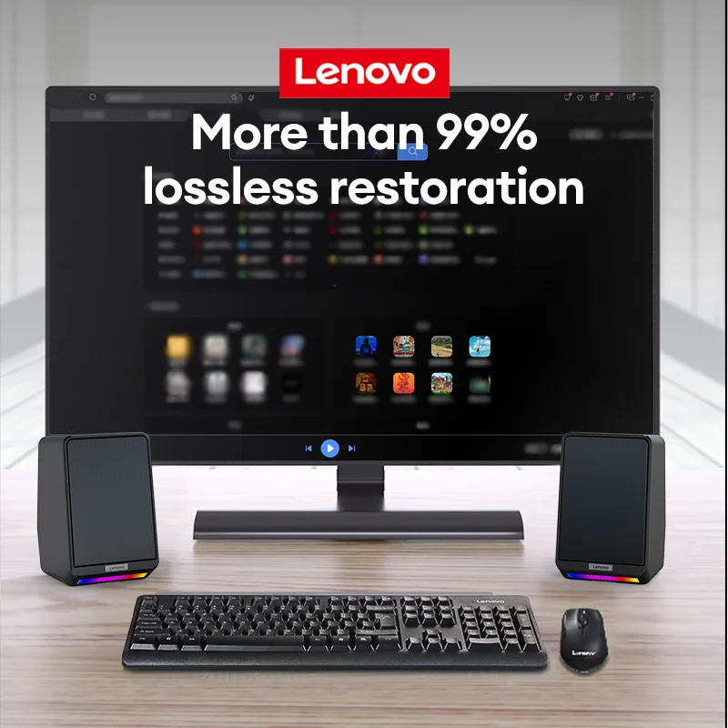 Choice Original Lenovo TS38 Wired Desktop Speakers – 3.5mm USB Sound Bar, Loudspeakers, Music Stereo Surround for Computer