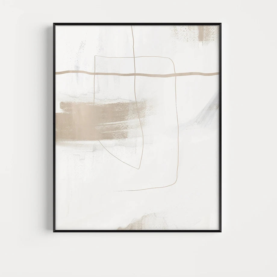 Boho Beige Abstract Geometric Wall Art – Canvas Painting, Modern Gallery Nordic Poster, Print for Interior Home Decoration