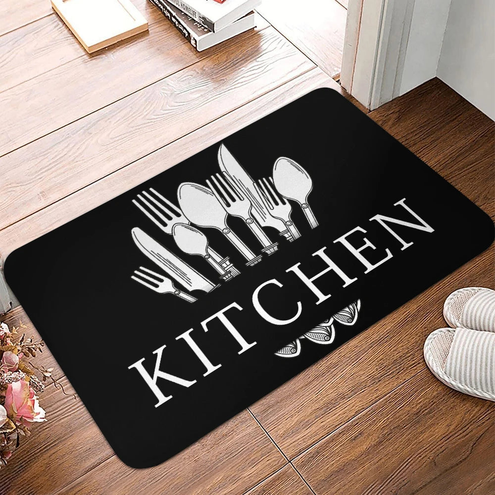 1Pc Kitchen Letter Print Floor Mat Living Room Tableware Decor Carpet Home Hallway Entrance Doormat Balcony Door Anti Slip Rug