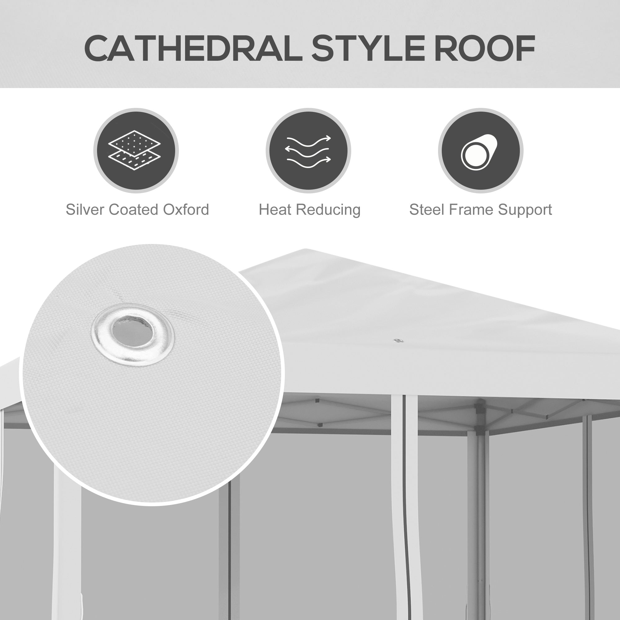 Outsunny 10x10 Pop-Up Gazebo Tent with Mesh Sidewalls & Carry Bag for Outdoor Patio, UV Protection, Cream White