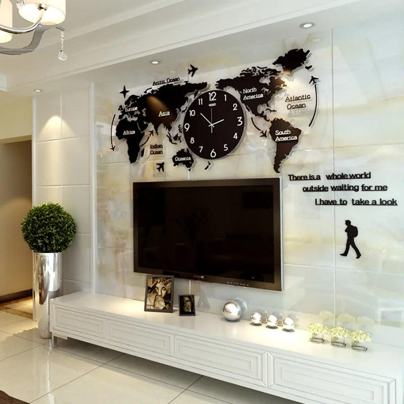 Acrylic Wall Clock 3D DIY Large Wall Hanging Clock with Wall Stickers Home Decorations