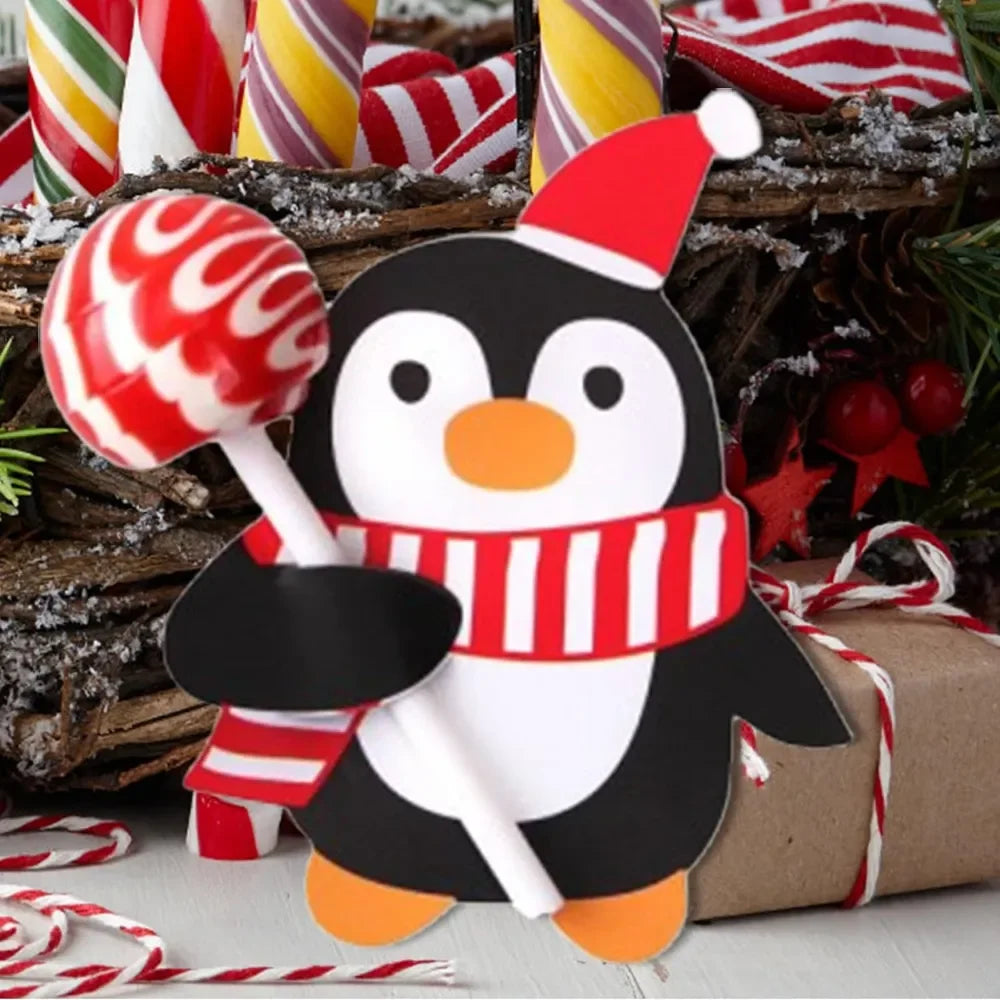 Santa Penguin Lollipop Paper Cards Christmas Candy Gift Wrap Christmas Candy Decoration Christmas Decorations Christmas Gifts