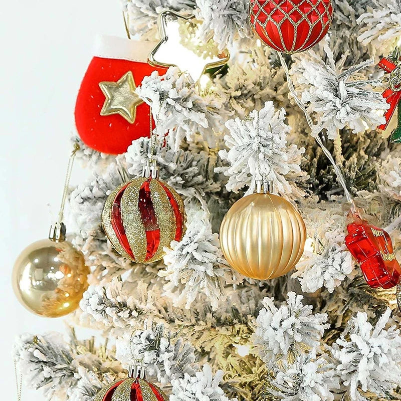 30Pcs Christmas Tree Balls Ornament DIY Accessories 6cm Colored Printed Plastic Ball For Holiday Scene Layout Christmas Balls