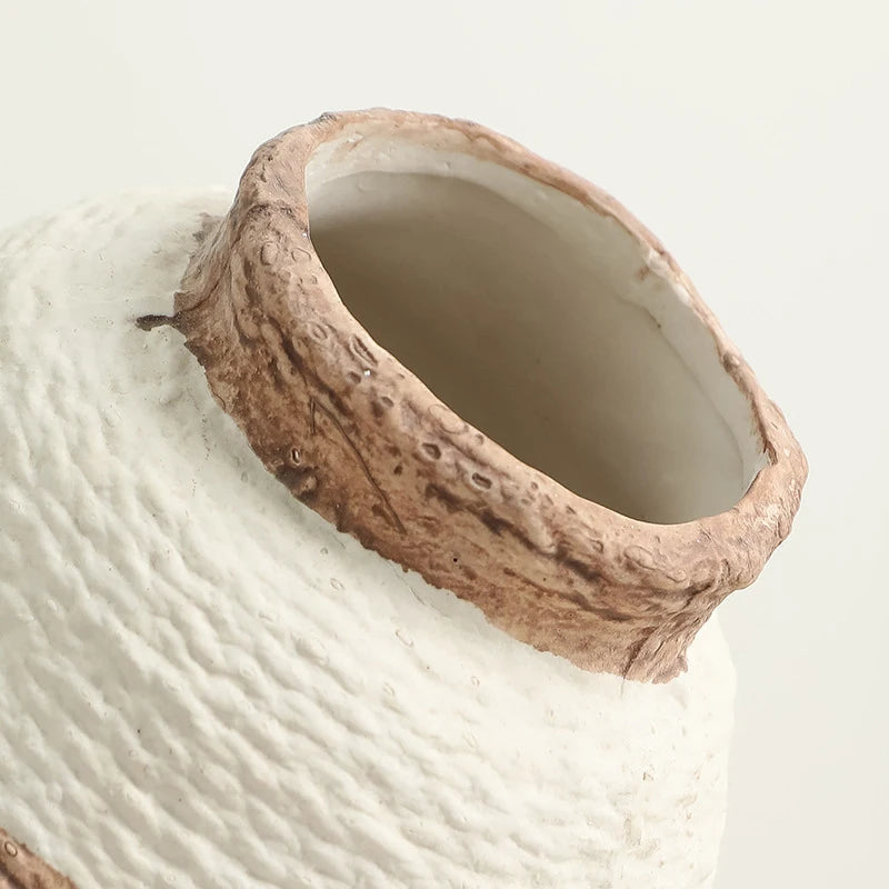 Ceramic Flower Vase Rustic Textured Modern Farmhouse Boho Vase for Pampas Grass Flowers Shelf Table Living Room Home Decoration