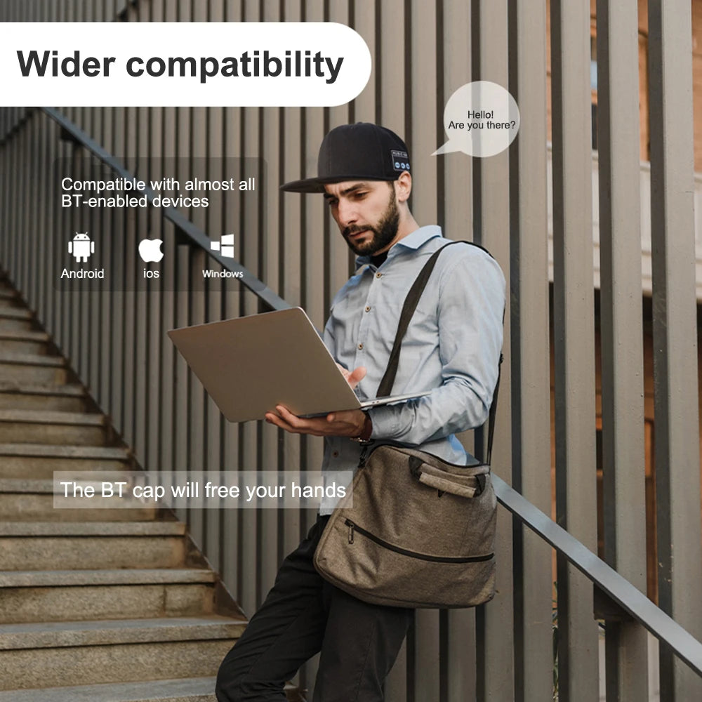 NEW Bluetooth Hat with Wireless Speaker - Adjustable Baseball Cap with Built-in Mic for Outdoor Sports