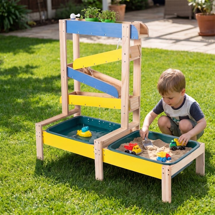 Sand and Water Table for Toddlers with 2 Water Basins
