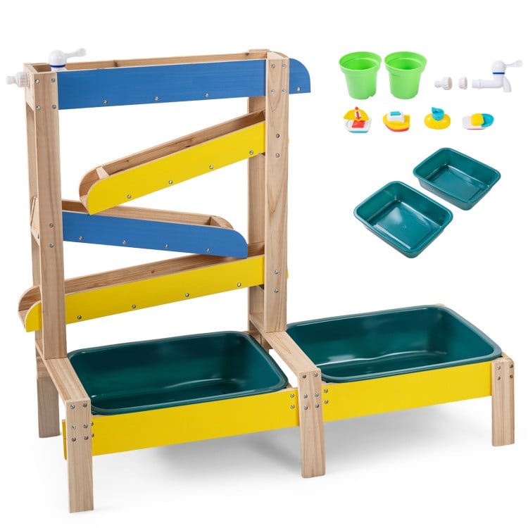 Sand and Water Table for Toddlers with 2 Water Basins