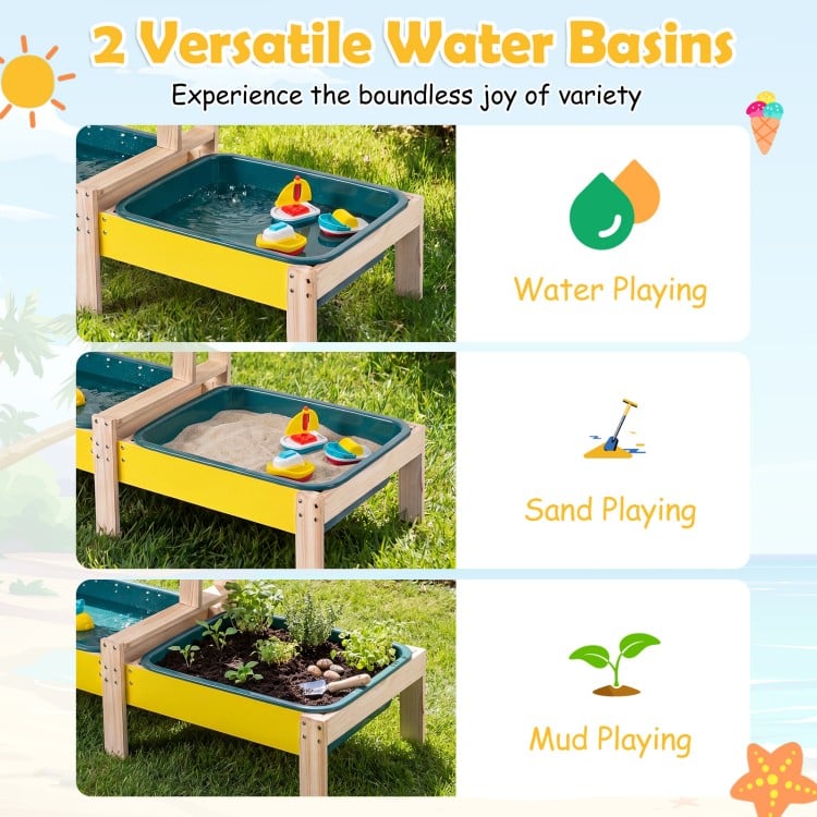 Sand and Water Table for Toddlers with 2 Water Basins