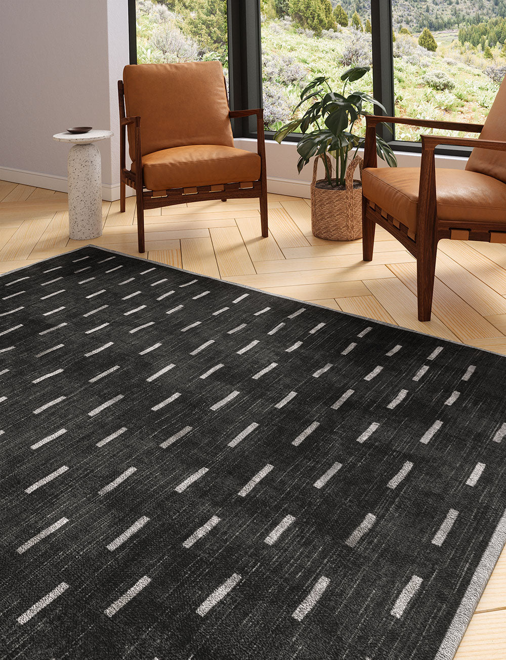 Sando Black Grey Rug