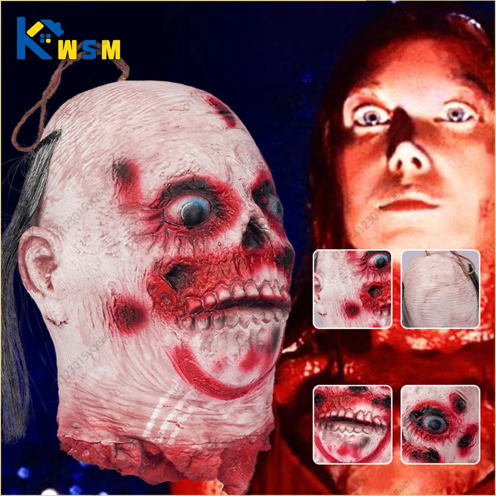 Horror Alien Latex Head Decorations - Halloween Hanging Headdress Props for Haunted House & Escape Room