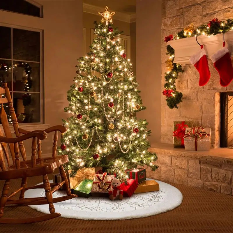1pc Xmas Party White Home Plush Christmas Tree Ornament Tree Skirt Christmas Tree Decoration Christmas Tree Mat for Under Tree