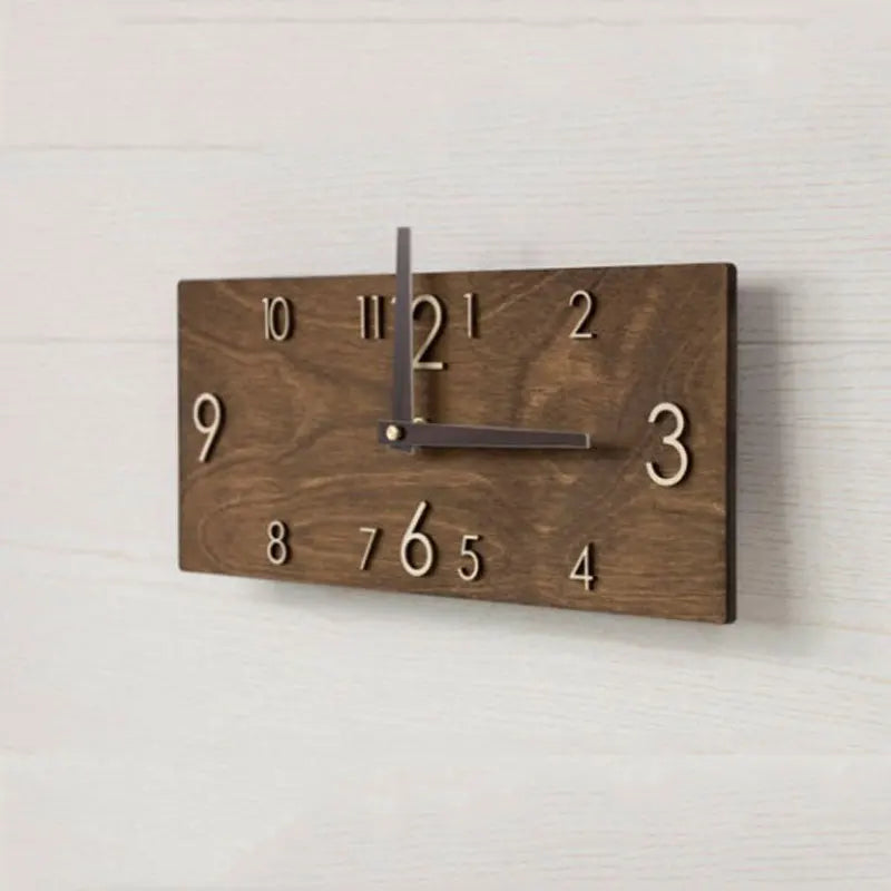 Retro Rectangular Wooden Wall Clock – Creative Home Decoration, Quartz Wall Hanging Watch for Living Room and Office