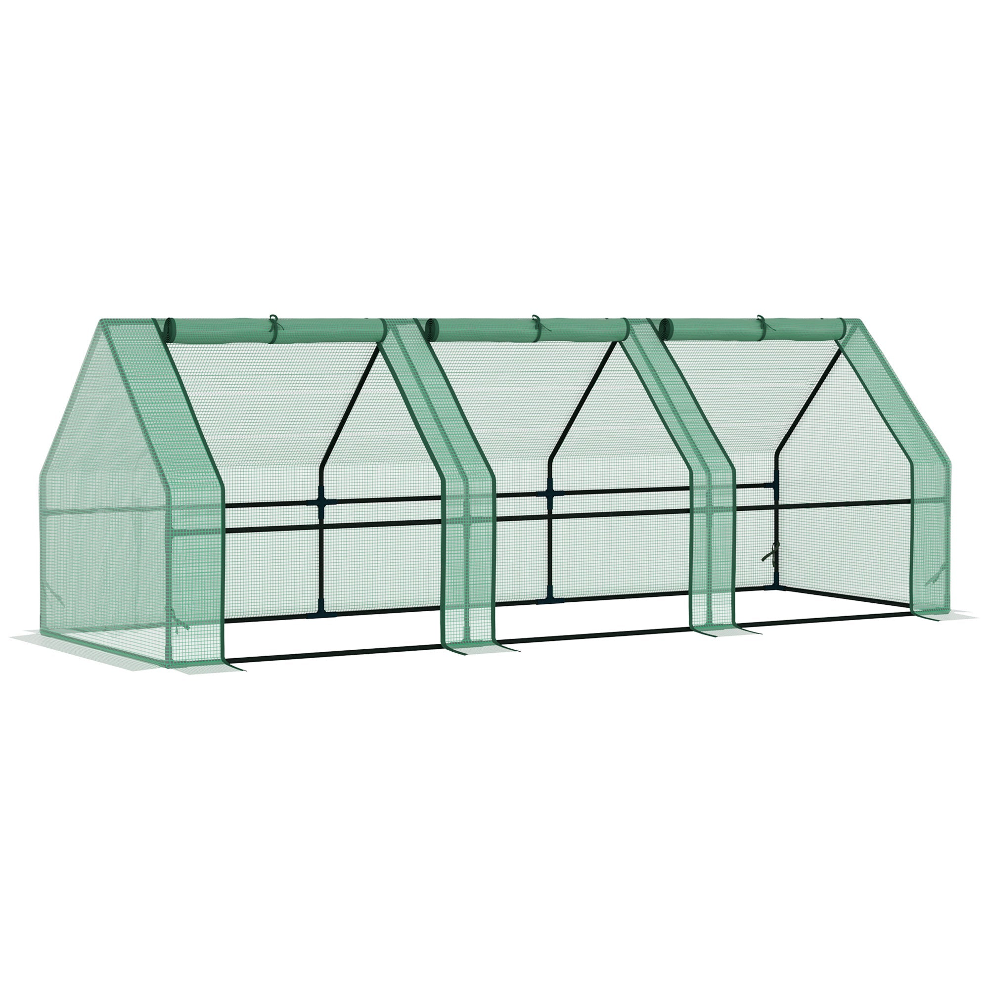 Outsunny Portable Mini Tunnel Greenhouse 106" Zippered Doors for Plants Flowers PE Cover Grow Vegetables Climate Green