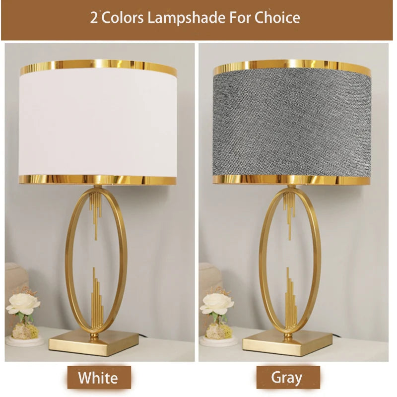 SAROK Modern Table Desk Lamp – LED Iron Nordic Luxury Gray Bedside Lamp for Home, Foyer, Study, and Bedroom Decoration