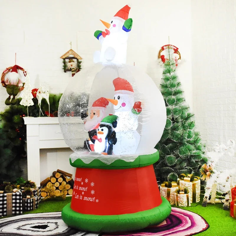 Inflatable Snowball Christmas Decoration for Home Garden Santa Snow Globe Led Light Inflatable Toys New Year Party Outdoor Decor