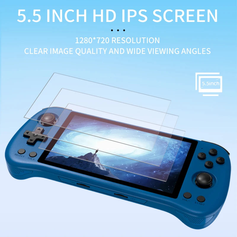 POWKIDDY X55 Handheld Game Console - 5.5 Inch 1280x720 IPS Screen, RK3566, Open-Source Retro Console