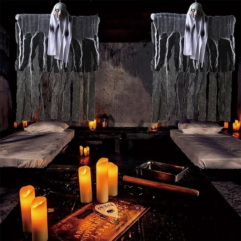 Halloween hanging ghost clothes skull gauze clothes haunted house door horror props Halloween ghost pendant decoration supplies