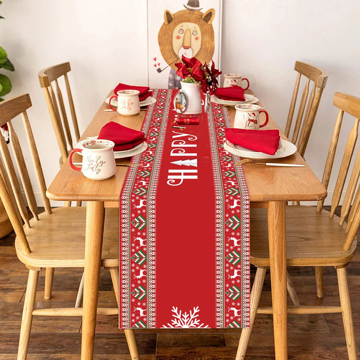 Polyester Christmas Table Runner Merry Christmas Decorations for Home decor 2023 Xmas Navidad Notal Noel Gifts New Year 2024