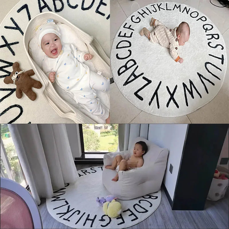 Children Carpet In The Living Room Soft Furry Round Carpet Kids Room Baby Rugs Cartoon Children's Floor Mat Carpet Home Decor