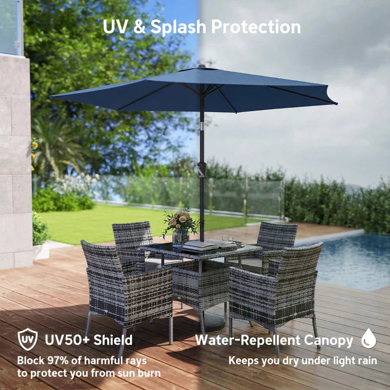 9FT Patio Umbrella, Outdoor Table Patio Umbrellith Tilt, Crank, 6 Ribs, UV Protection for Garden, Lawn, Deck, Backyard