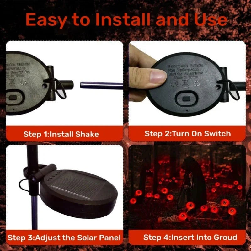 1-6PCS Halloween LED Eyeball Lights Solar Garden Lawn Lights Outdoor Scary Decoration Lights Halloween Party Decoration