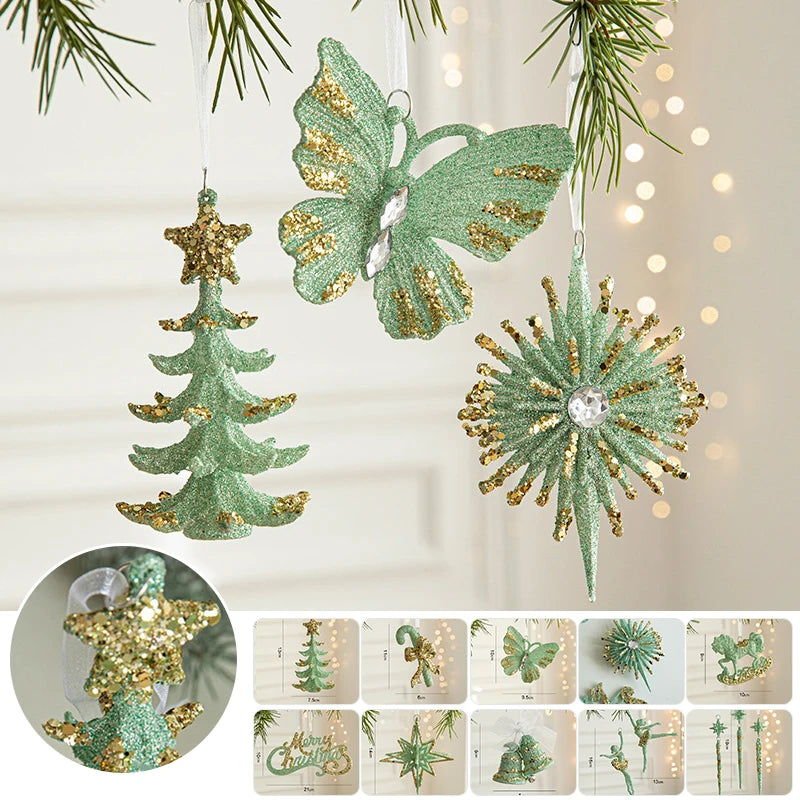 Christmas Pendant Butterfly Snowfake Hanging Pendant Xmas Tree Decor Christmas Tree Pendants Party Props Articulos Para Navidad