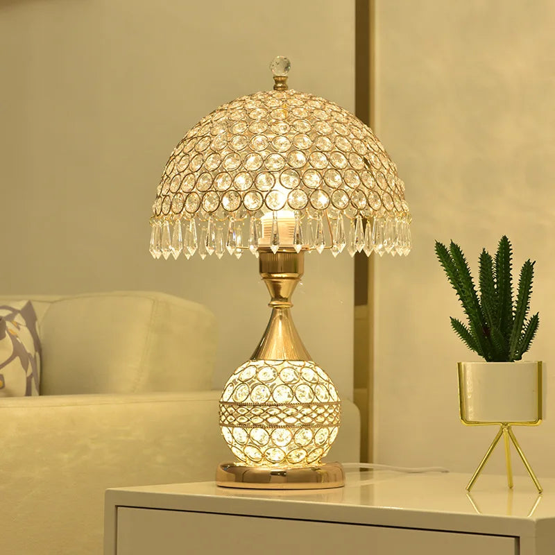 Crystal Table Lamp Desk Light – European Bedroom Home, Warm Marriage Light, Luxury Romantic Bedside Lamp, Household Decorative Lamp