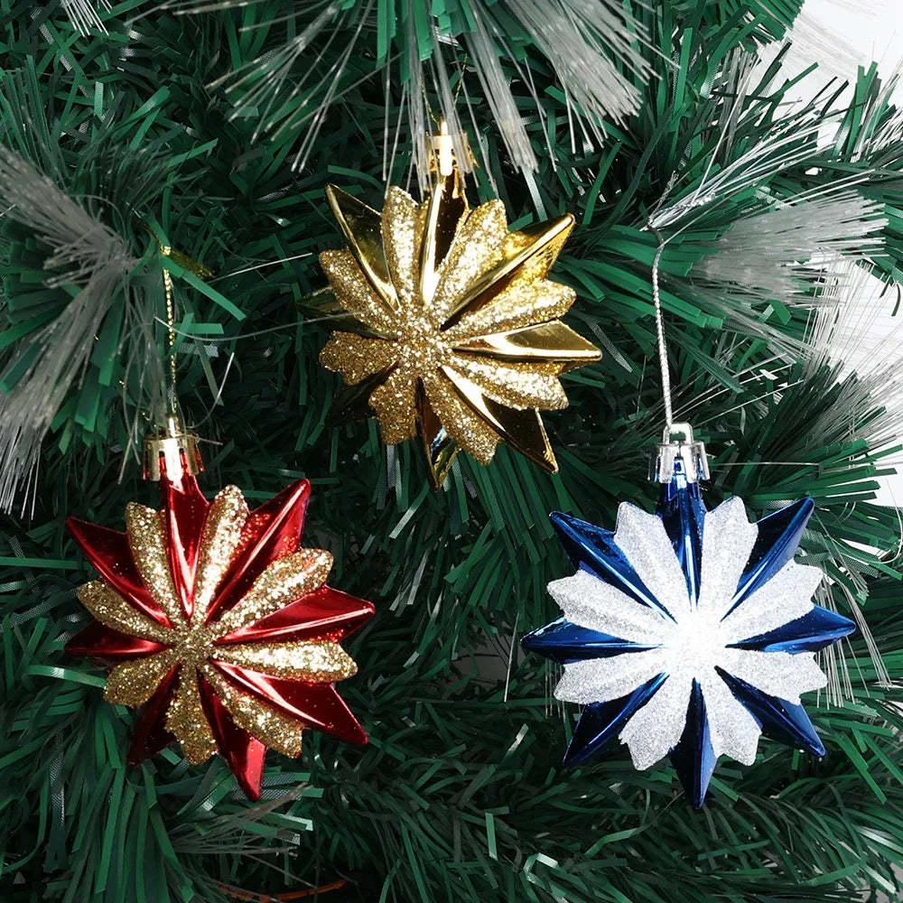 4Pcs Merry Christmas Pendant Gold Star Xmas Tree Hanging Ornaments Christmas New Year Navidad Decorations 2022 Xmas Kids Gifts