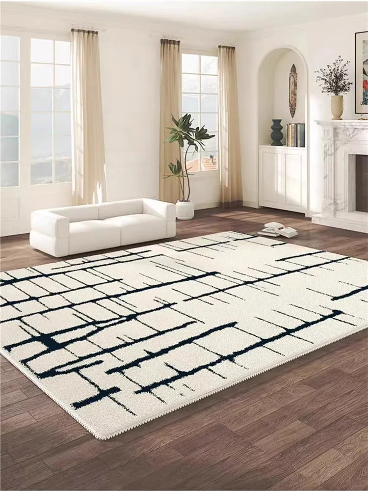 French Style Carpets Black Lines Living Room Carpet Minimalist Balcony Rugs Soft Comfortable Bedroom Carpet Easy To Care Ковёр