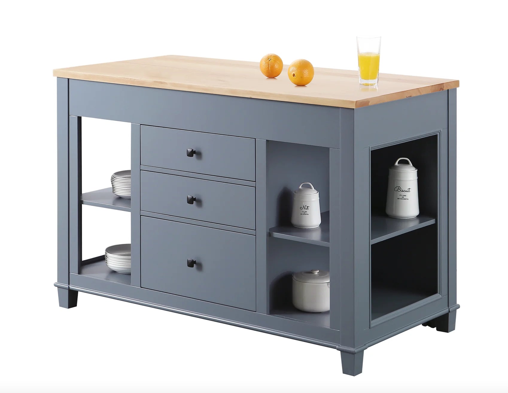 Medley 54" Kitchen Island With Slide Out Table - Gray