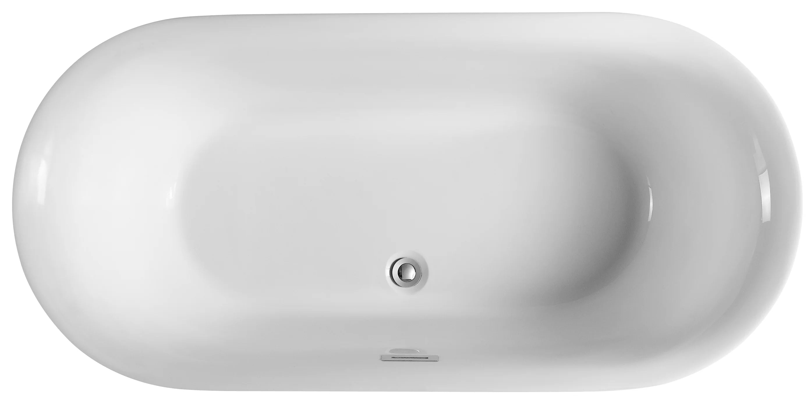 67" Acrylic Oval Double Ended Flatbottom Freestanding Bathtub in Glossy White