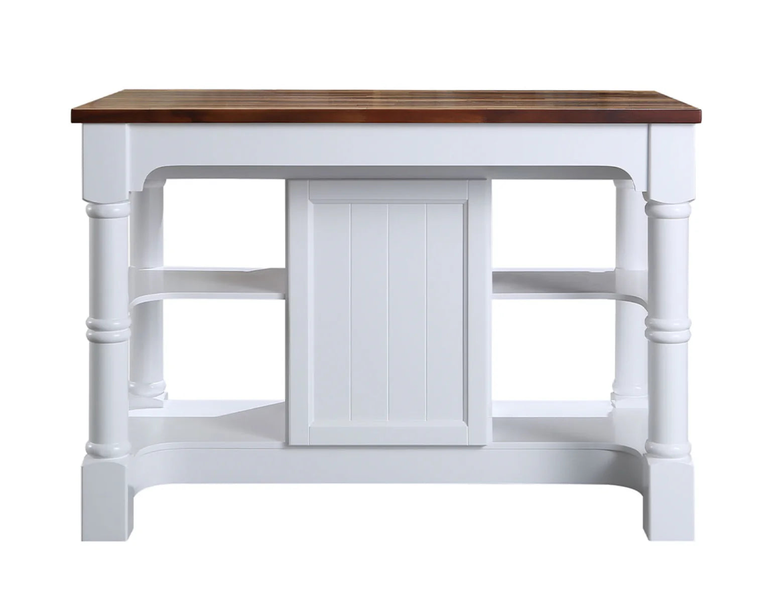 Monterey 52" Kitchen Island - Dark Walnut Finish - White