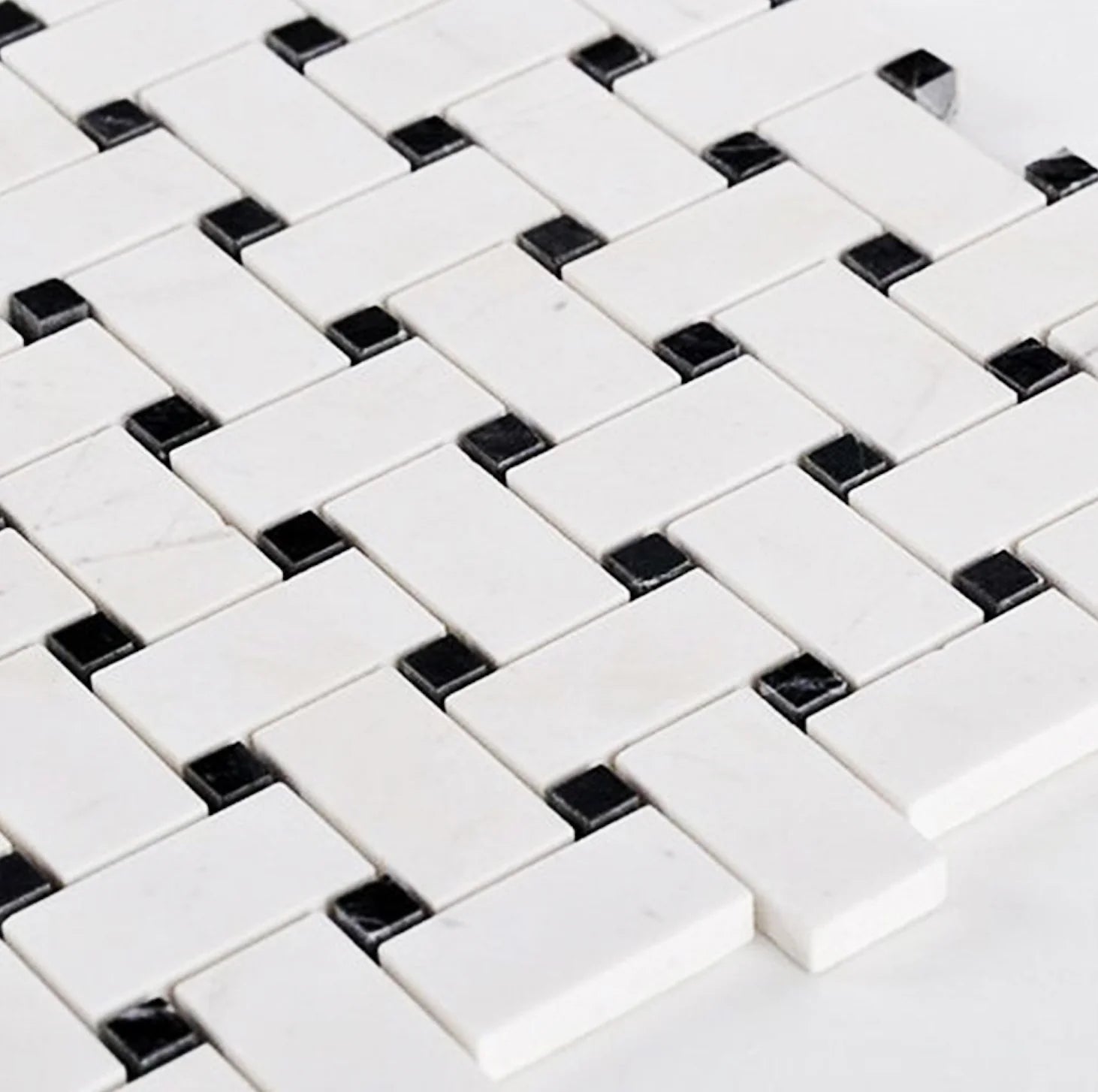 Basketweave 12" x 12" Marble Mosaic Wall Tile