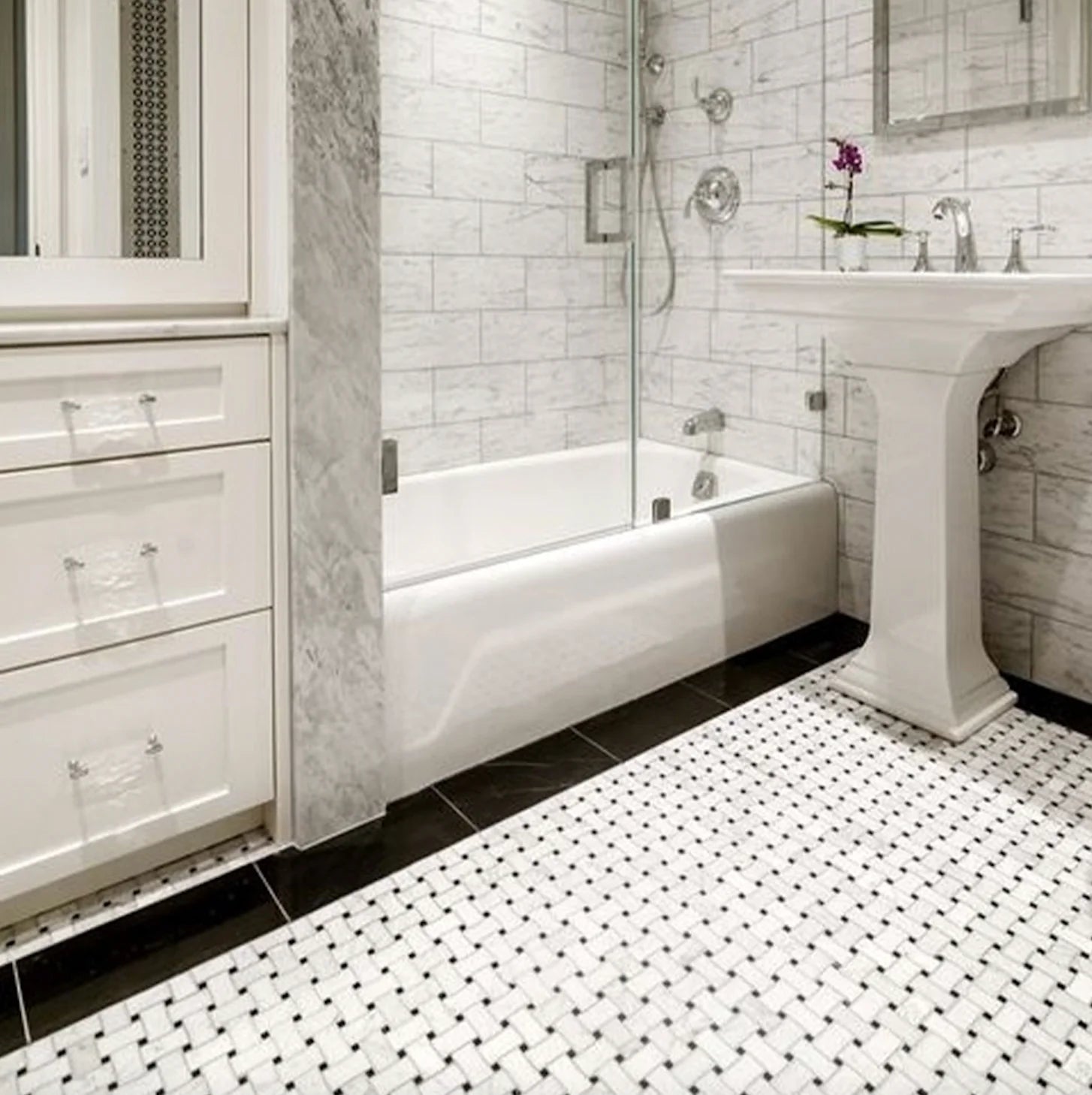 Basketweave 12" x 12" Marble Mosaic Wall Tile