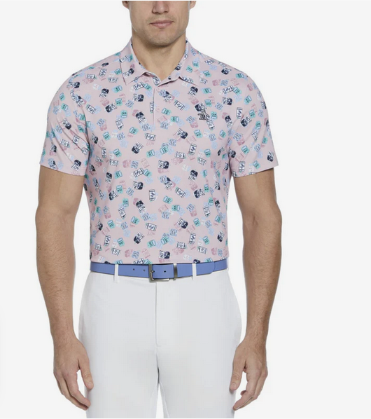 Pete's Travel Tags Print Short Sleeve Polo