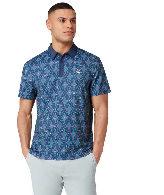 **Cocktail Lattice Print Polo