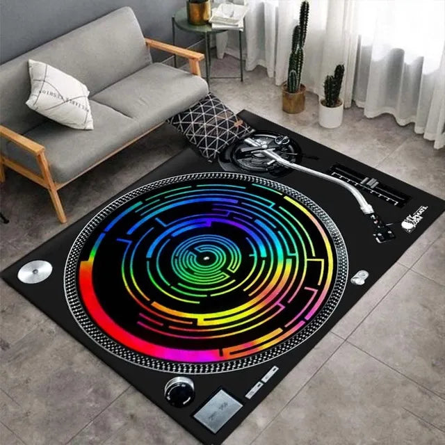 Disc Player Pattern Carpet Home Living Room Decoration Rug Bedroom Kitchen Bathroom Non-slip Floor Mat Hallway Balcony Doormat