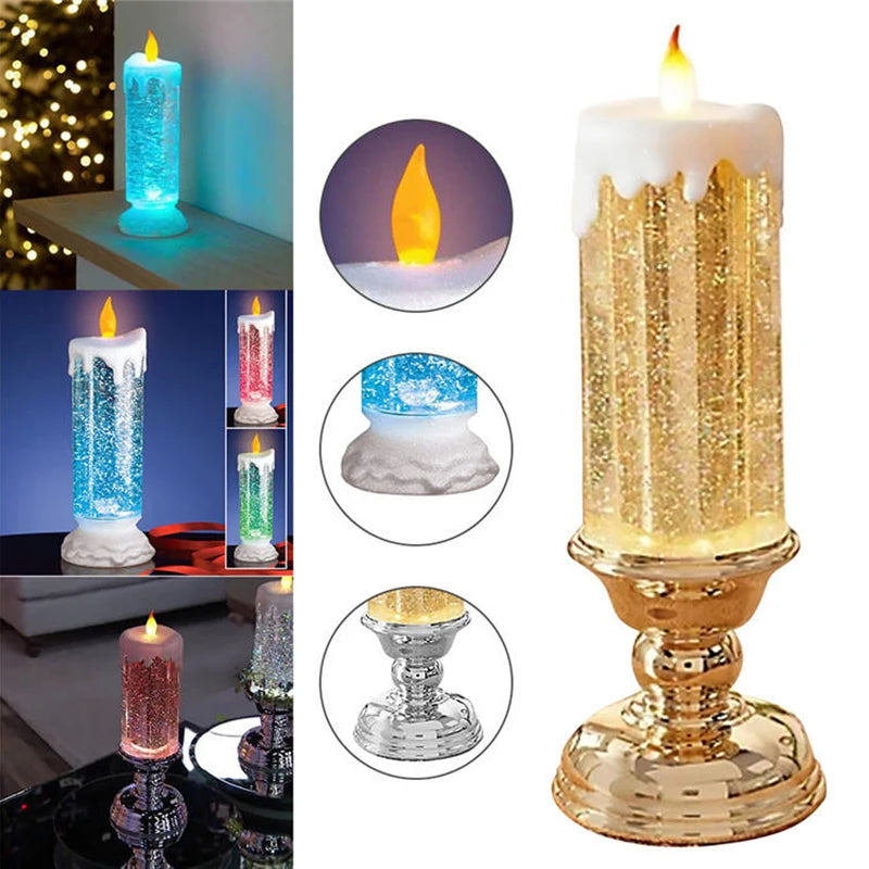 LED Candle Glitter Color Change Waterproof Electronic  Candles For Party Birthday Wedding Decoration Charge Christmas Candles