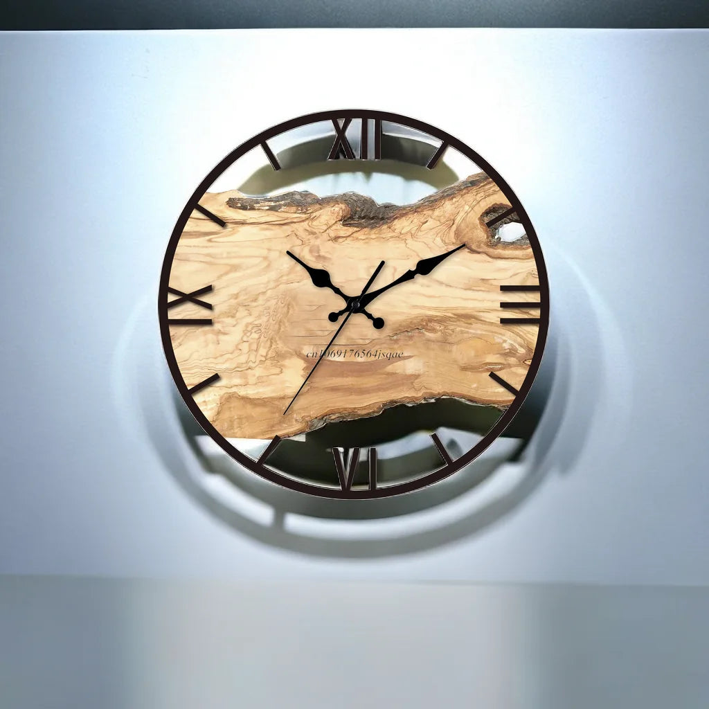 New Transparent Acrylic Wood Grain Wall Clock - High Quality Luxury Wall Decoration for Living Room, Bedroom, Office